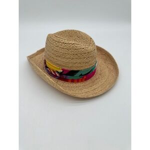 Town Talk Straw‎ Bolero pink Hat Womens Western Fedora Tropical Sun Tan Medium